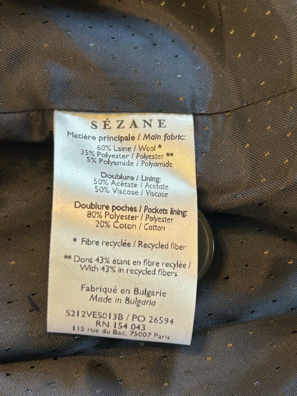Sézane Navy Tartan Christie Blazer Size 6 Excellent Condition. - Picture 9 of 10